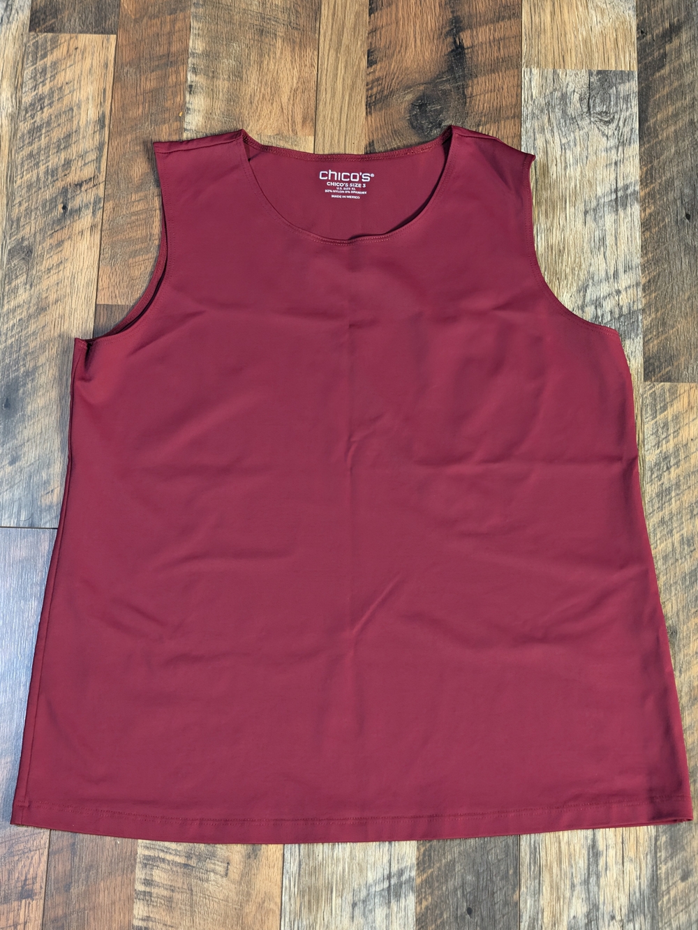 Chico's Women's Tank Top Burgundy Red Size 3 / US XL Scoop Neck Sleeveless Top